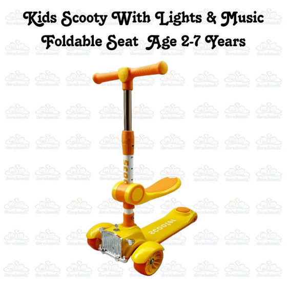 Kids Boy Girl Foldable Scooter Scooty With Wheels Lights and Music 2-7 Years