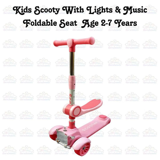 Kids Boy Girl Foldable Scooter Scooty With Wheels Lights and Music 2-7 Years