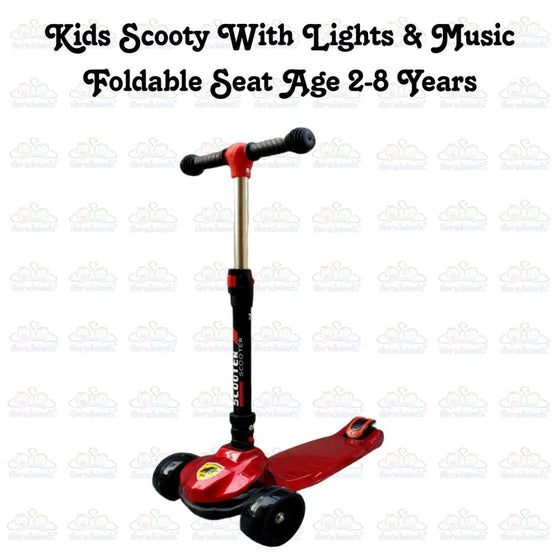 Kids Boy Girl Foldable Scooter Scooty With Wheels Lights and Music 2-8 Years