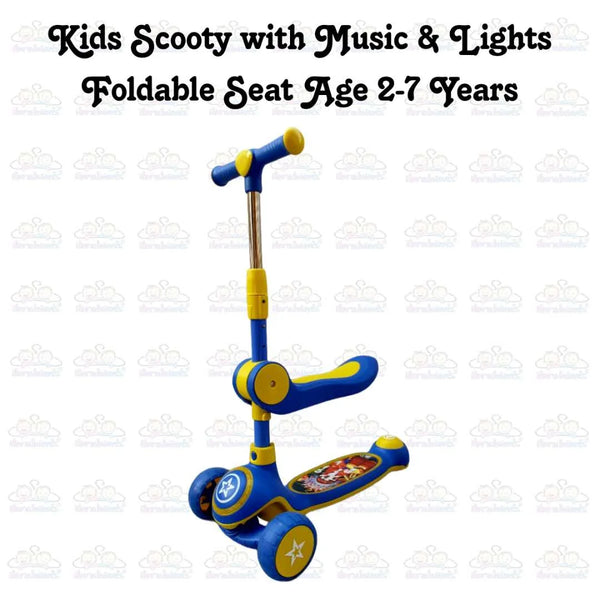 Kids Boy Girl Foldable Scooter Scooty With Wheels Lights and Music 2-7 Years