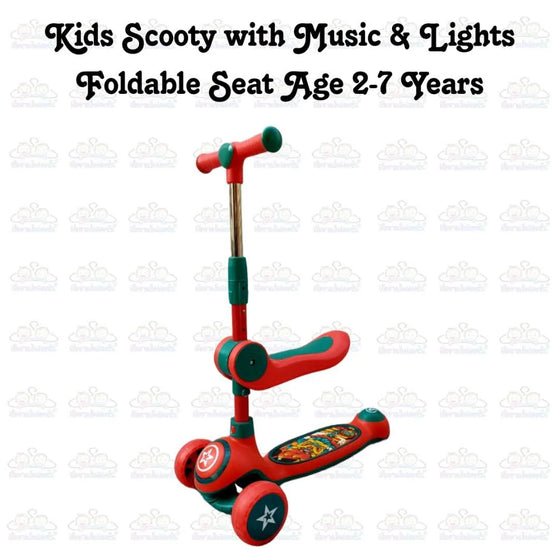 Kids Boy Girl Foldable Scooter Scooty With Wheels Lights and Music 2-7 Years