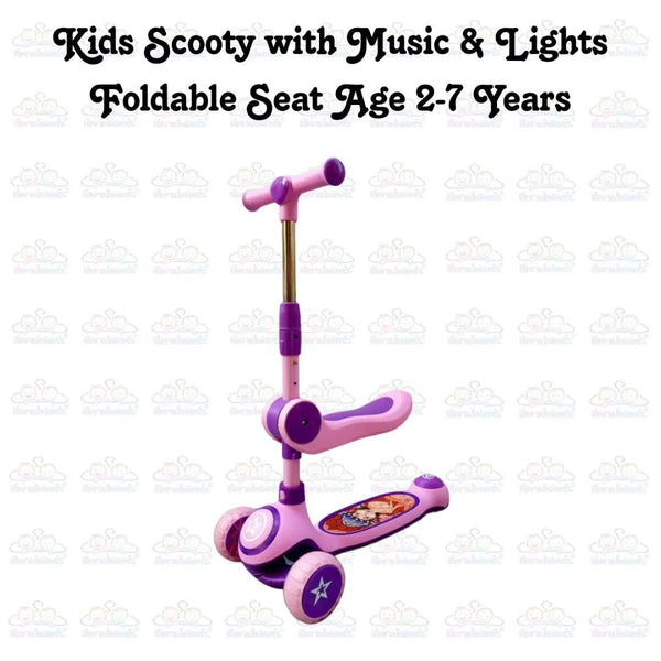 Kids Boy Girl Foldable Scooter Scooty With Wheels Lights and Music 2-7 Years