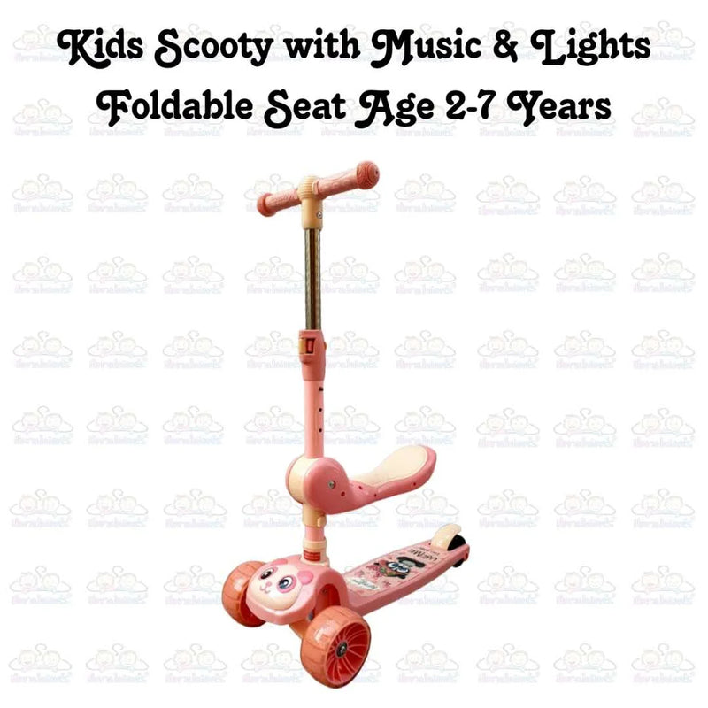 Kids Boy Girl Foldable Scooter Scooty With Wheels Lights and Music 2-7 Years