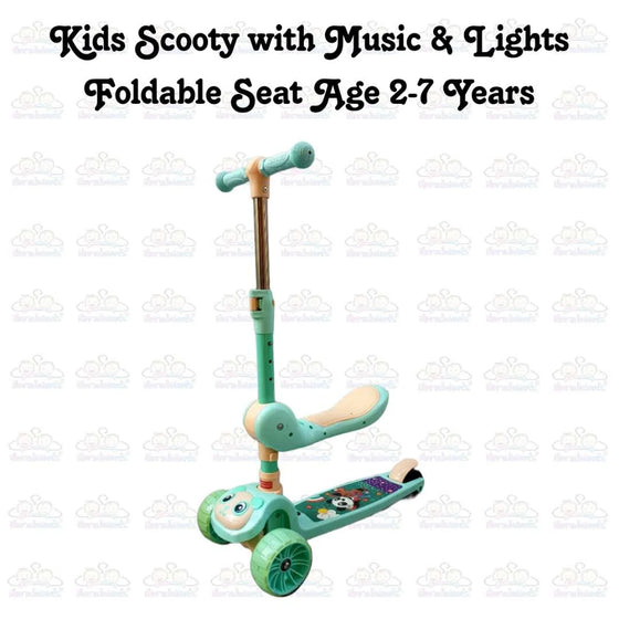 Kids Boy Girl Foldable Scooter Scooty With Wheels Lights and Music 2-7 Years