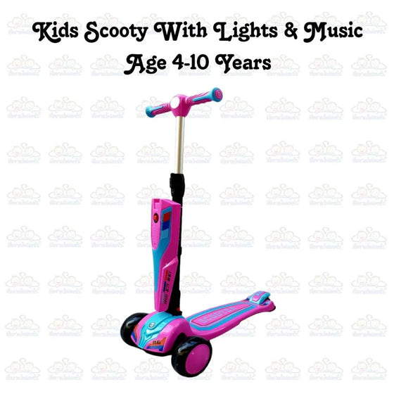 Kids Boy Girl Foldable Scooter Scooty With Wheels Lights and Music