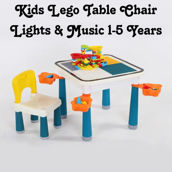 Kids Baby Boy Girl Blocks Lego Table Chair With Lights n Music