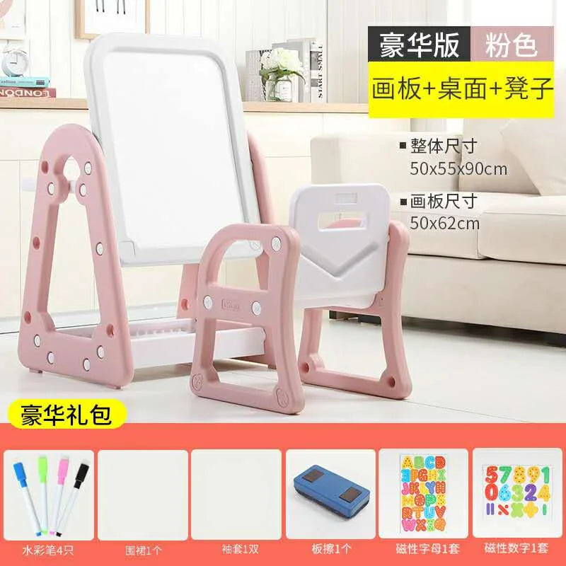 Kids Study Table Chair With WhiteBoard Pink